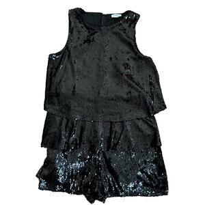 BOHME Black Sequin Sleeveless Romper Jumpsuit Size L